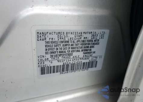2015 Nissan Sentra S from USA, damaged, VIN 3N1AB7AP0FY278093